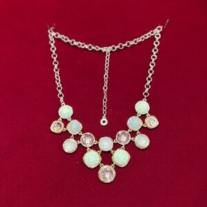 Elegant Pre-owned Goldtone and Pastel Necklace. Glass Gemstones